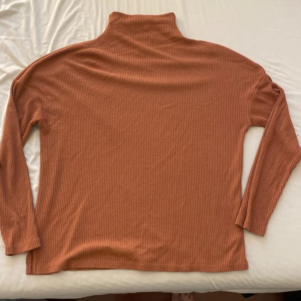 Target Rust Ribbed Long Sleeve Turtleneck Top